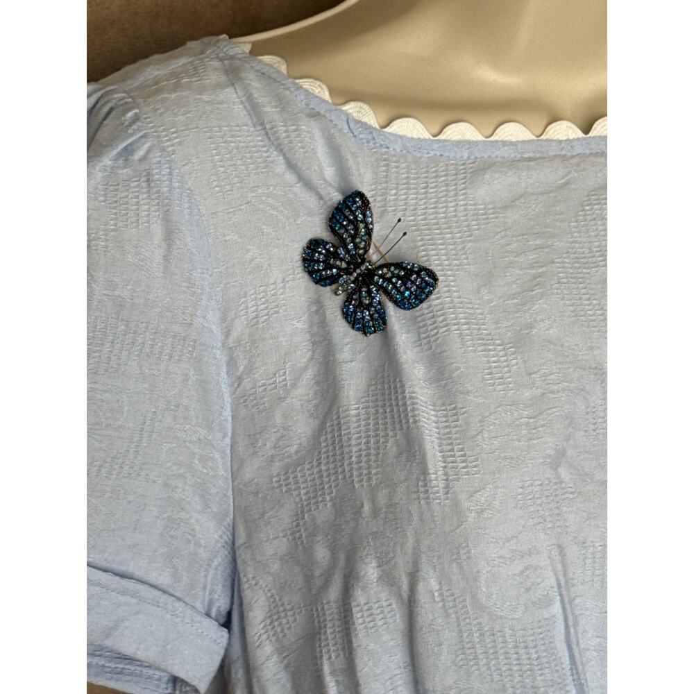 Unique Vintage Light Blue Ric Rac Cotton Swing Dress M NWT - Picture 5 of 9
